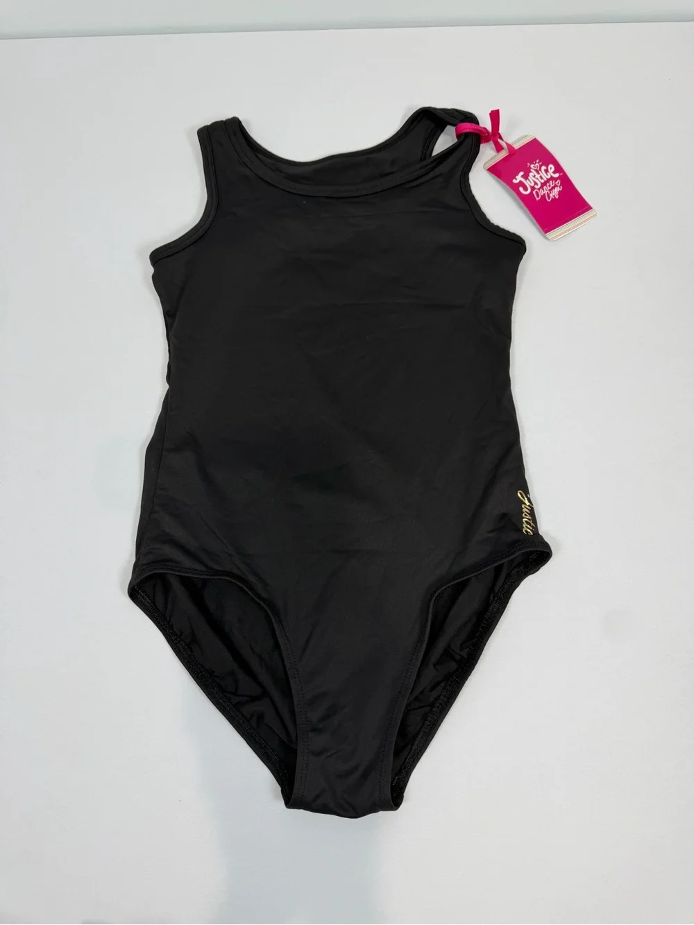 Justice Black‎ One-Piece Dance Gym with Gold Logo Meduim (10)